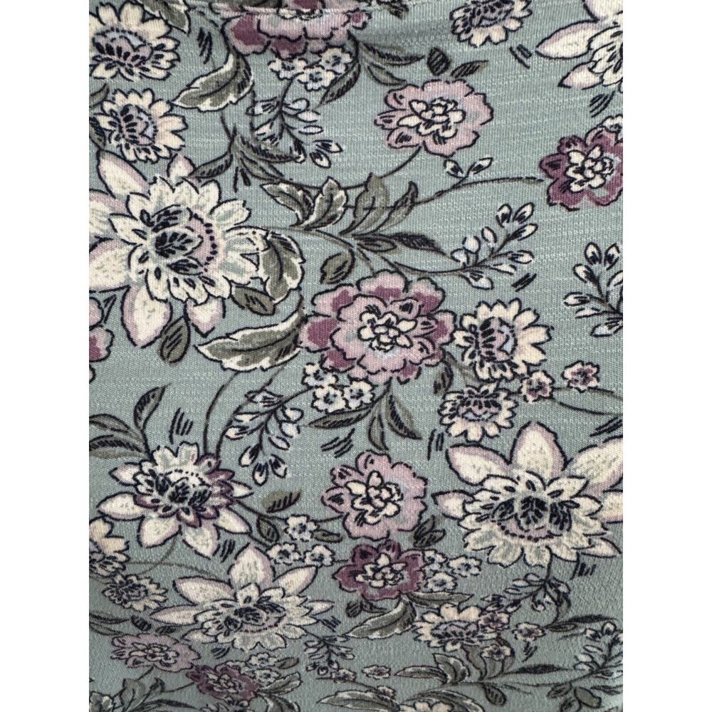 J.Jill Size XL Long Sleeve w/ stretch Blue Floral Print Knit Blouse - Picture 4 of 8